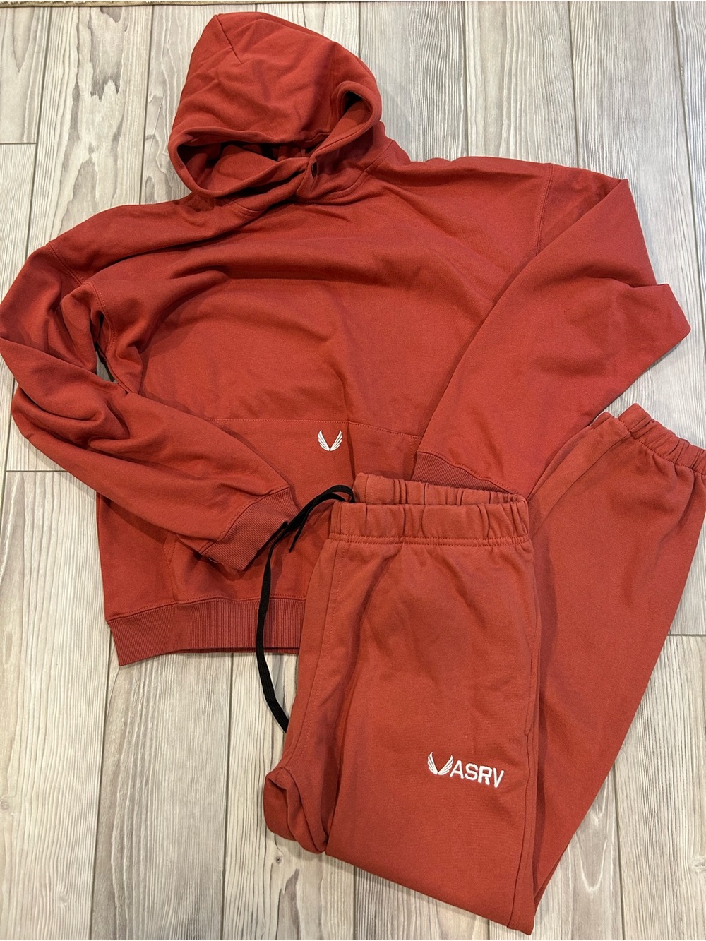 ASRV Bundle of Mens Tech Terry Hoodie 0648 & Sweatpants 0655 Orange Size Medium